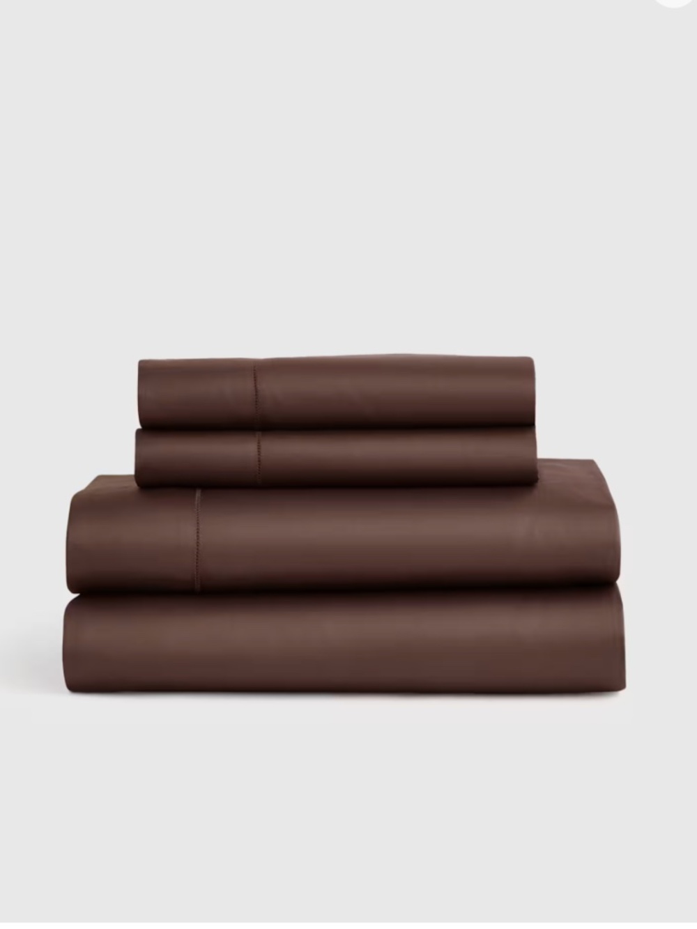 NEW, QUINCE, Signature Giza Cotton Sateen Sheet Set, Full, Espresso